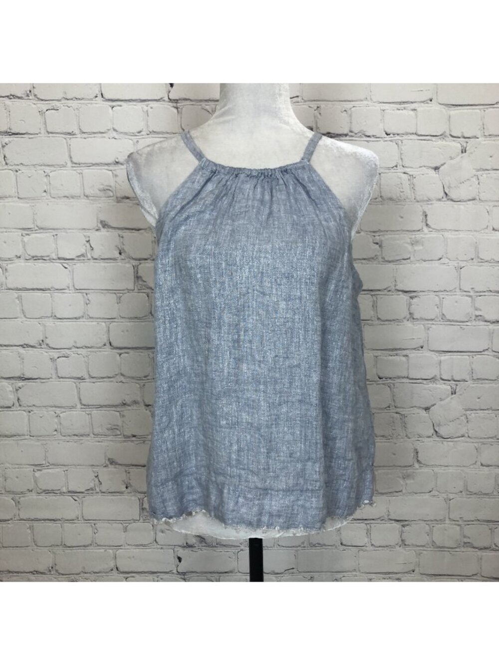 Anthropologie Maeve Blue Shimmer Sleeveless Top Size S 100% Linen